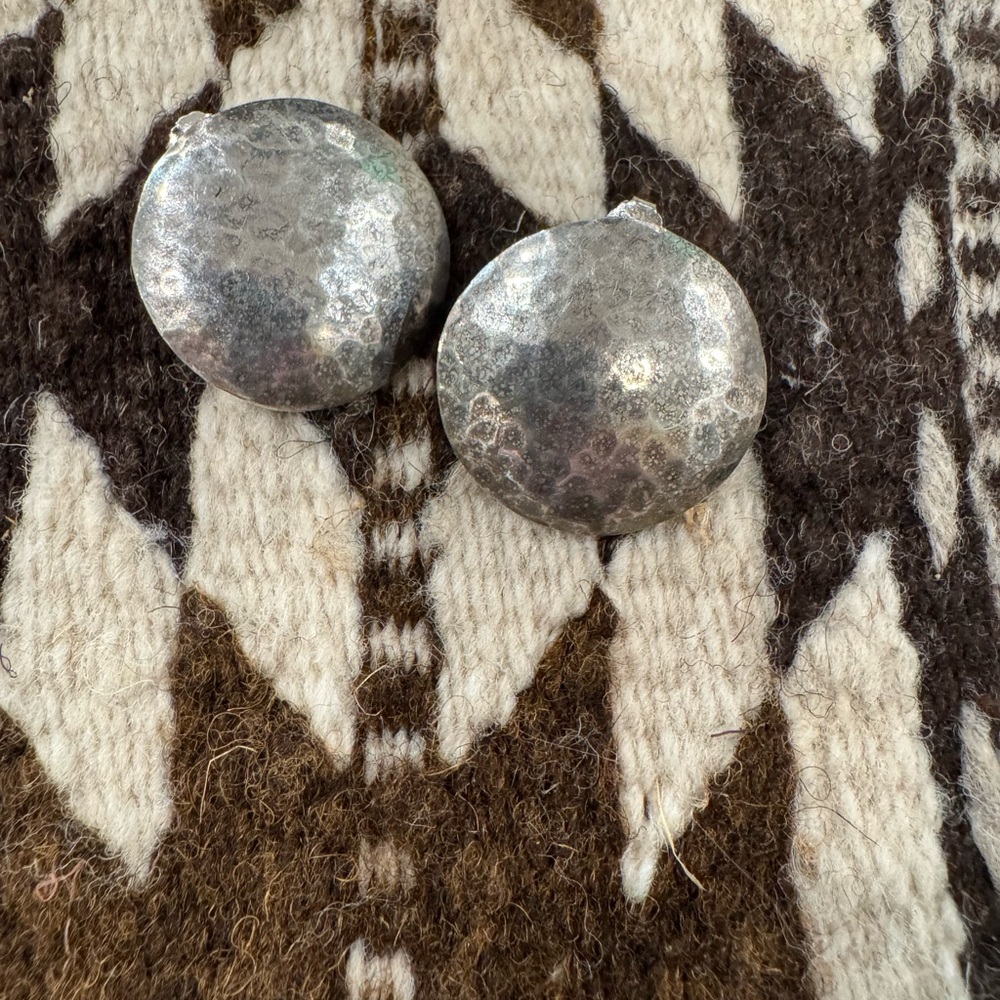 Sterling Silver .925 Hammered Oxidized Post Earrings